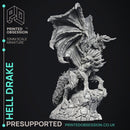 Hell Drake - Demon Dragon -  PRESUPPORTED - Illustrated and Stats - 32mm scale