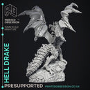 Hell Drake - Demon Dragon -  PRESUPPORTED - Illustrated and Stats - 32mm scale