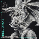 Hell Drake - Demon Dragon -  PRESUPPORTED - Illustrated and Stats - 32mm scale
