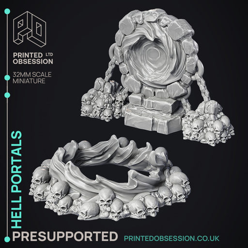 Hell Portals - Scatter Terrain - 3 Models - PRESUPPORTED - Hell Hath No Fury - 32mm Scale - Only-Games