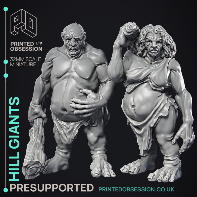 Hill giants - 2 Models - PRESUPPORTED - 32 mm scale