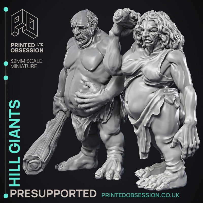 Hill giants - 2 Models - PRESUPPORTED - 32 mm scale
