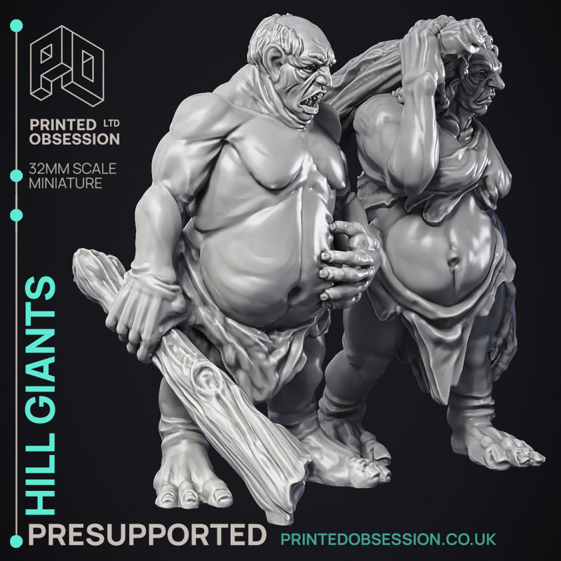 Hill giants - 2 Models - PRESUPPORTED - 32 mm scale