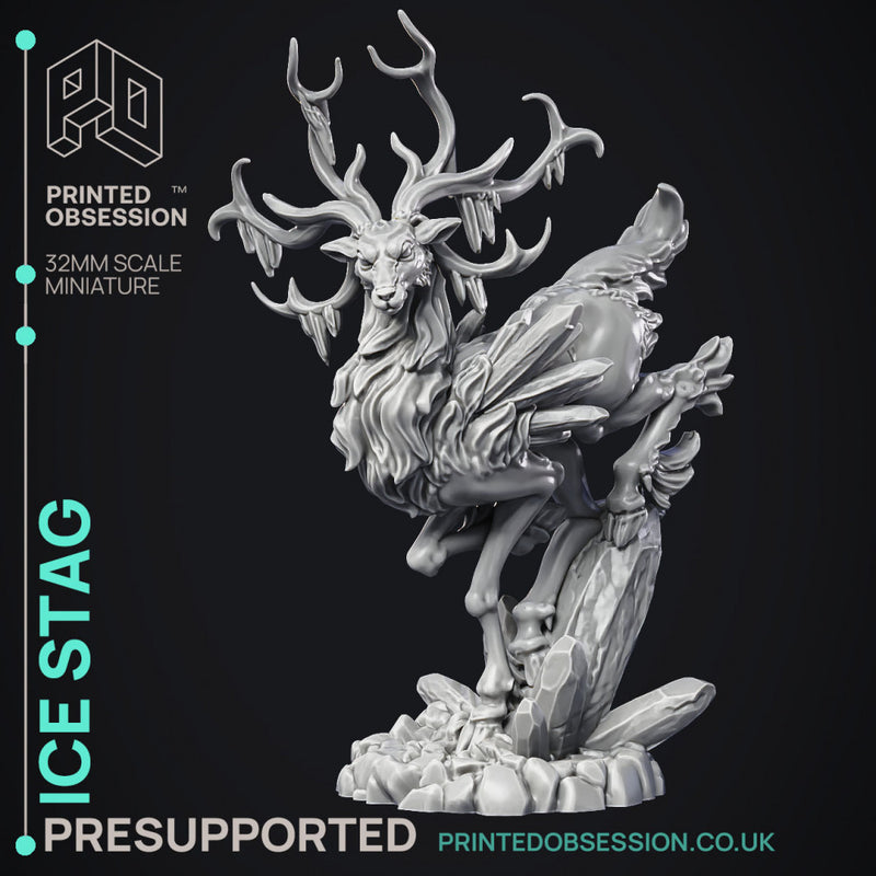 Ice Stag - Elemental Creature - PRE SUPPORTED - D&D - 32mm scale