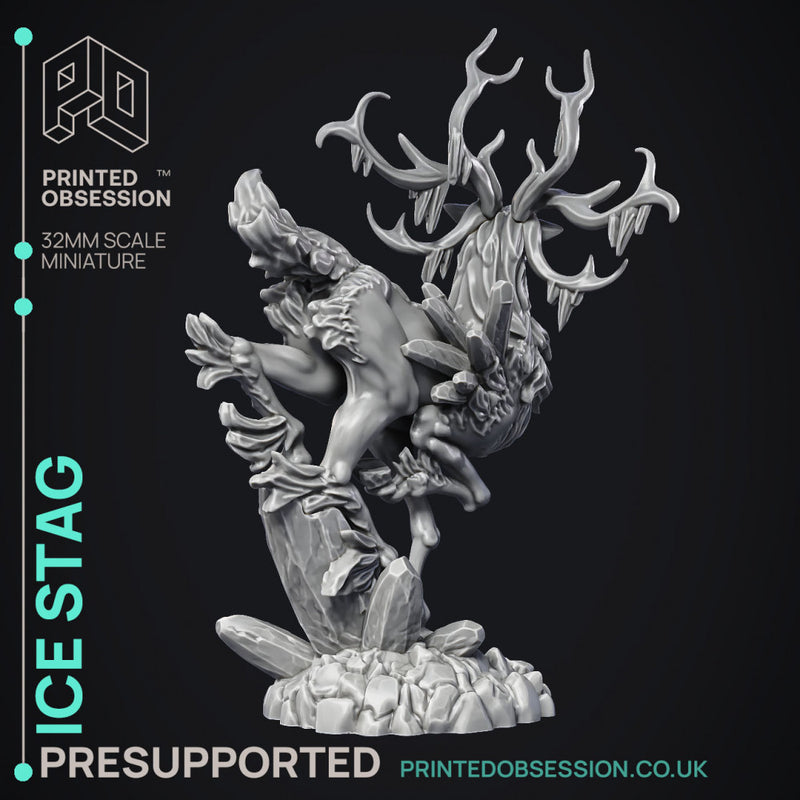 Ice Stag - Elemental Creature - PRE SUPPORTED - D&D - 32mm scale