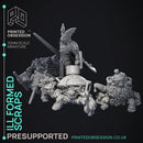 Ill Formed Scraps - 4 Scrap Monsters - PRESUPPORTED - Illustrated and Stats - 32mm scale
