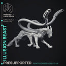 Illusionist Tabaxi & Beast - 2 Models - Were Folk -  PRESUPPORTED - Illustrated and Stats - 32mm scale