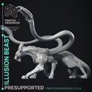 Illusionist Tabaxi & Beast - 2 Models - Were Folk -  PRESUPPORTED - Illustrated and Stats - 32mm scale