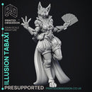 Illusionist Tabaxi & Beast - 2 Models - Were Folk -  PRESUPPORTED - Illustrated and Stats - 32mm scale