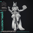 Illusionist Tabaxi & Beast - 2 Models - Were Folk -  PRESUPPORTED - Illustrated and Stats - 32mm scale