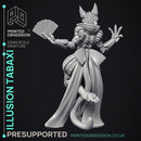Illusionist Tabaxi & Beast - 2 Models - Were Folk -  PRESUPPORTED - Illustrated and Stats - 32mm scale