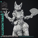 Illusionist Tabaxi & Beast - 2 Models - Were Folk -  PRESUPPORTED - Illustrated and Stats - 32mm scale