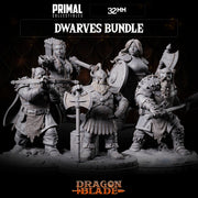 5 miniatures - 32mm - Classic RPG game Dwarves bundle - DRAGONBLADE - Only-Games
