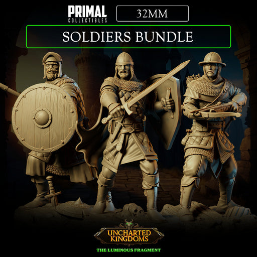 3 miniatures - 32mm - Soldiers Bundle - Uncharted Kingdoms - Only-Games