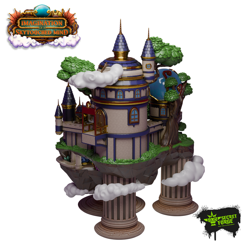 [Floating Castle] Imagination on a Skytouched Mind – Fantasy Floating Fortress, Magic Wizard Tower, Tiny Diorama for Painters and Scenic Display