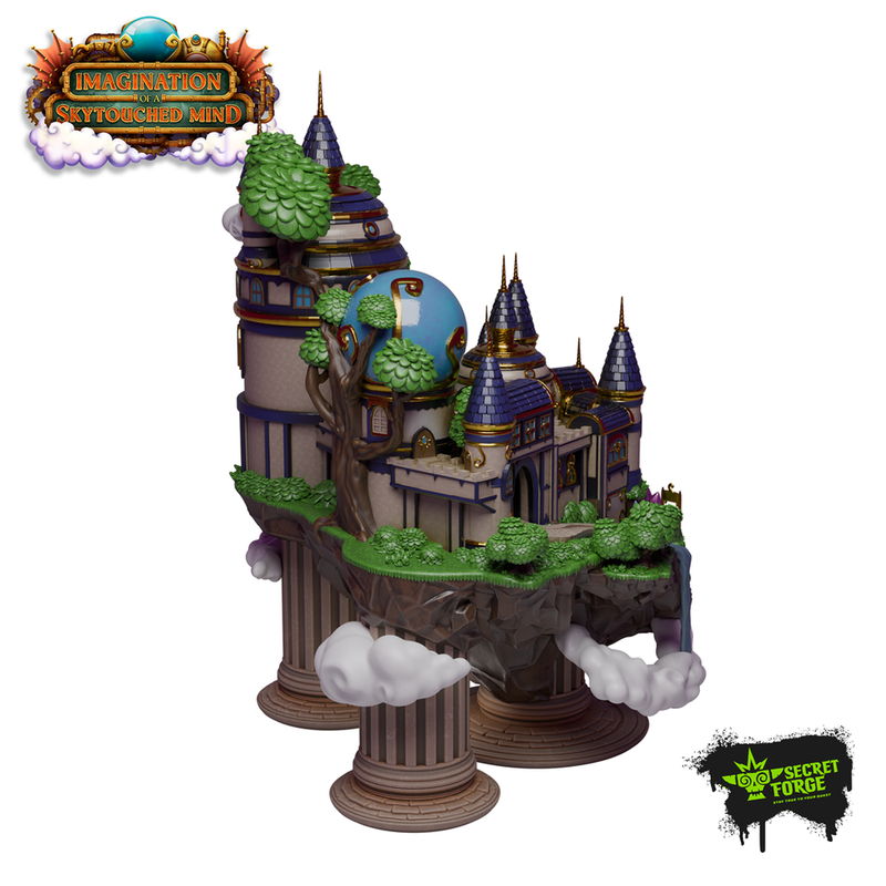 [Floating Castle] Imagination on a Skytouched Mind – Fantasy Floating Fortress, Magic Wizard Tower, Tiny Diorama for Painters and Scenic Display