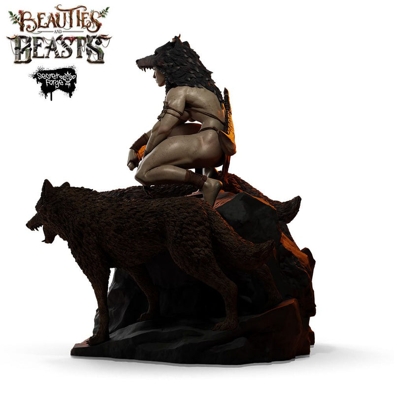 [Fenris] Beauties & Beasts – Wolf Huntress, Primal Warrior Woman with Direwolf Companions