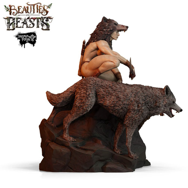 [Fenris] Beauties & Beasts – Wolf Huntress, Primal Warrior Woman with Direwolf Companions