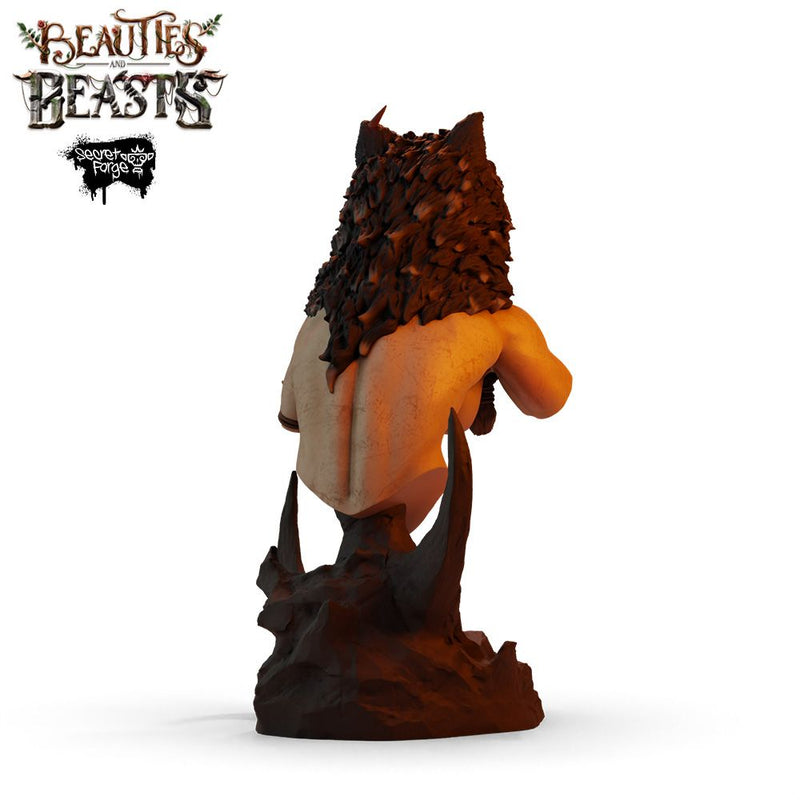 [Fenris Bust] Beauties & Beasts – Wolf Huntress, Primal Warrior Woman with Direwolf Companions