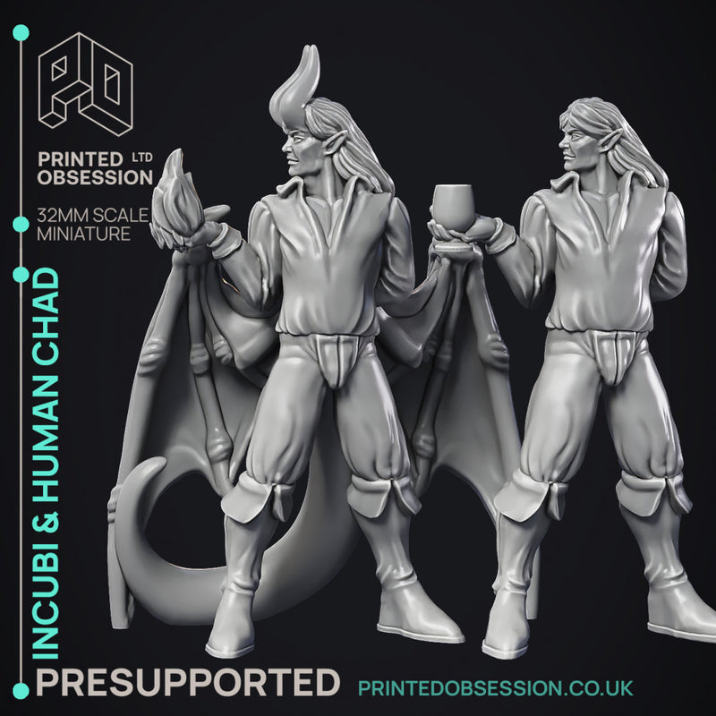Incubi & human 'Chad' - lesser demon - 2 Models - Hell Hath No Fury - 32mm scale - Only-Games
