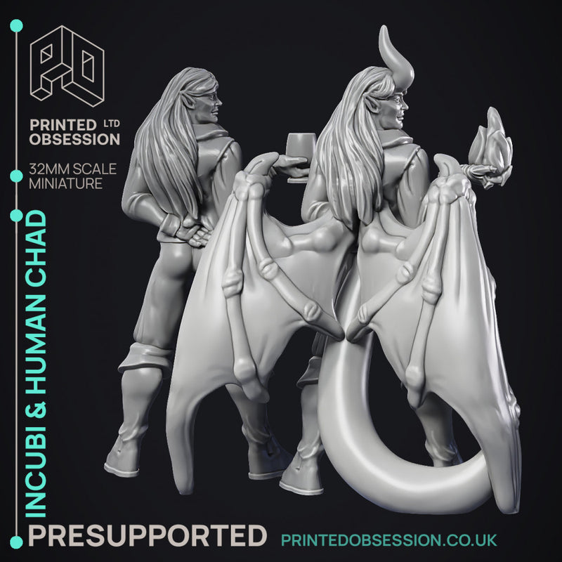 Incubi & human 'Chad' - lesser demon - 2 Models - Hell Hath No Fury - 32mm scale - Only-Games