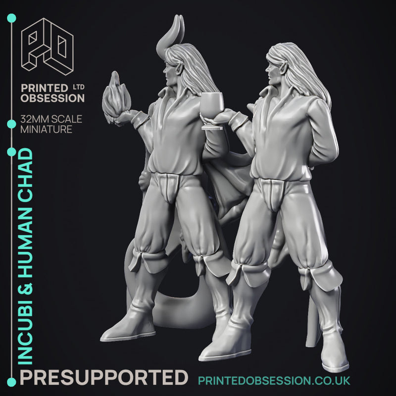 Incubi & human 'Chad' - lesser demon - 2 Models - Hell Hath No Fury - 32mm scale - Only-Games