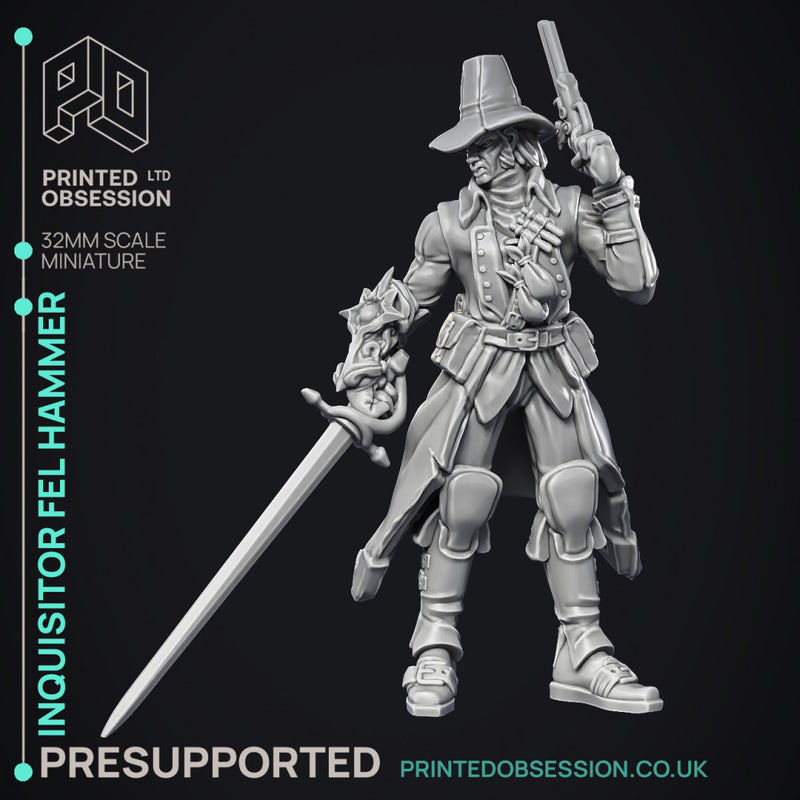 Fel Hammer - Inquisitor & 8 wepons - PRESUPPORTED - 32mm miniature
