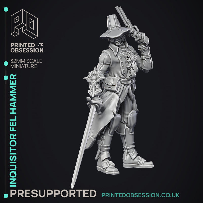 Fel Hammer - Inquisitor & 8 wepons - PRESUPPORTED - 32mm miniature