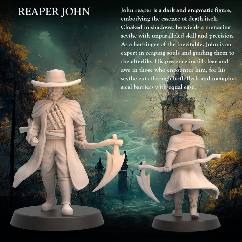 Reaper John -Dark Grim Reaper with Scythe1 - 32mm - Heroic scale