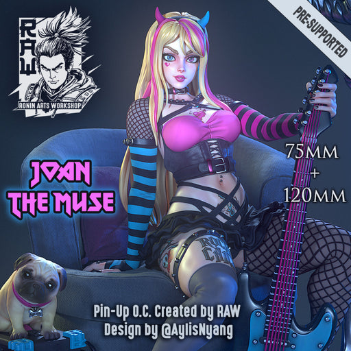 Joan The Muse - 75mm and 120mm Pin-Up - STL only - Only-Games