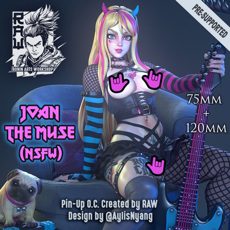 Joan The Muse (NSFW) - 75mm and 120mm Pin-Up - STL only - Only-Games