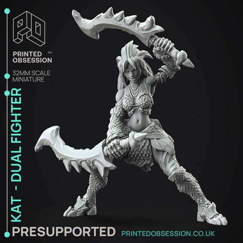 Kat - Monster Hunter - Mixed wepons -  PRESUPPORTED - Illustrated and Stats - 32mm scale