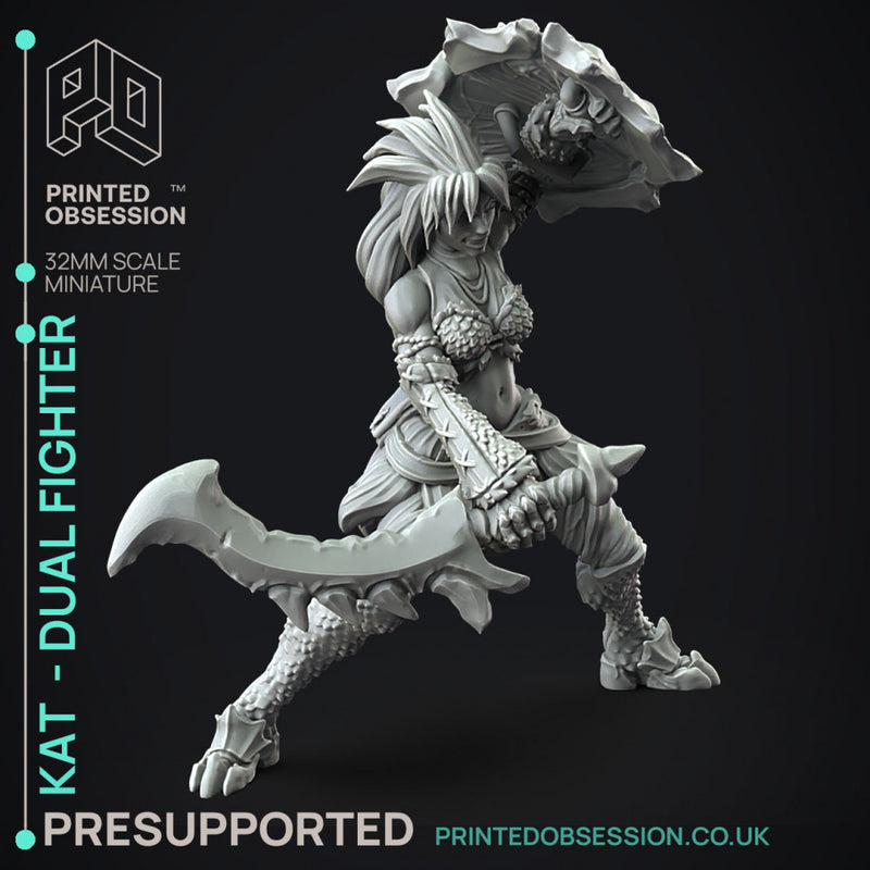 Kat - Monster Hunter - Mixed wepons -  PRESUPPORTED - Illustrated and Stats - 32mm scale