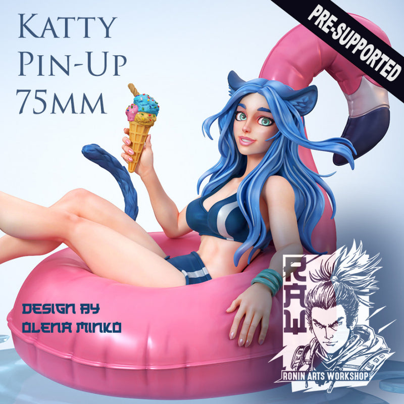 Katty Pin Up 75mm Pre-Supported - STL only - Only-Games