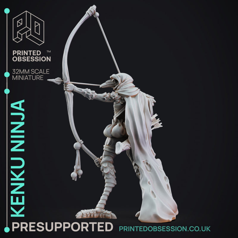 Kenku Ninja - Archer - PRESUPPORTED - 32mm scale - Illustrated & Stated