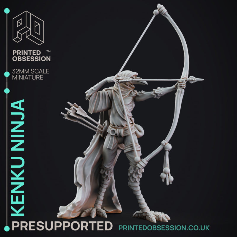 Kenku Ninja - Archer - PRESUPPORTED - 32mm scale - Illustrated & Stated