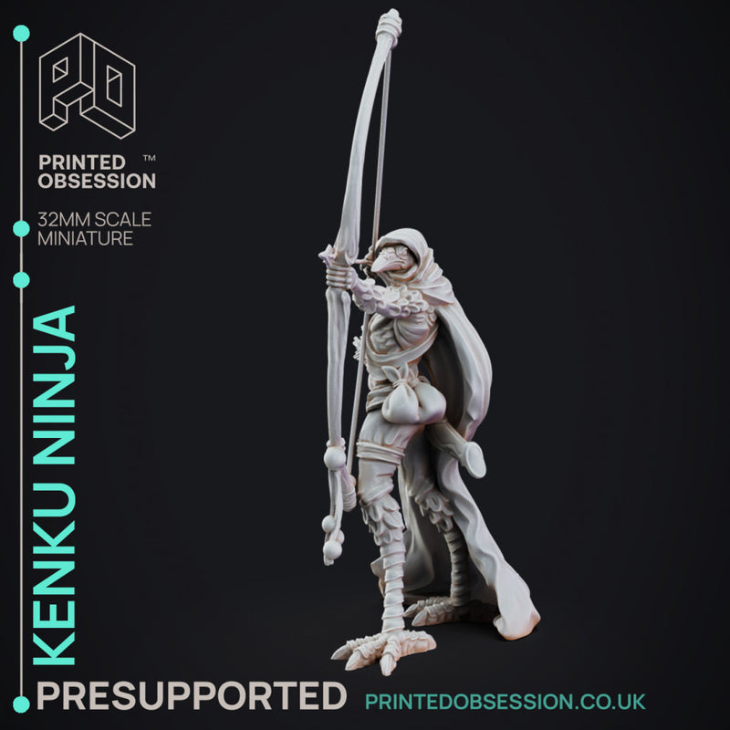 Kenku Ninja - Archer - PRESUPPORTED - 32mm scale - Illustrated & Stated