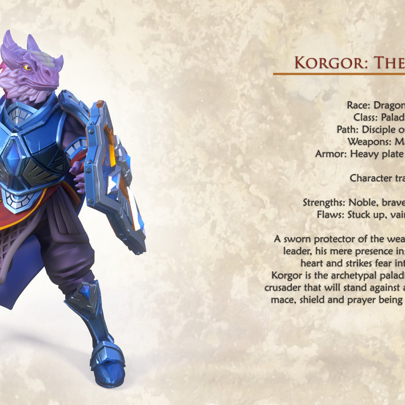 Korgor The Paladin - Idle and Action Pose - STL only - Only-Games