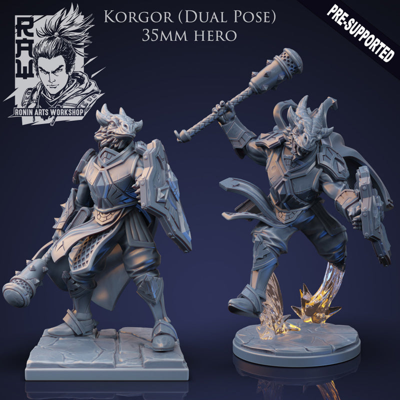 Korgor The Paladin - Idle and Action Pose - STL only - Only-Games