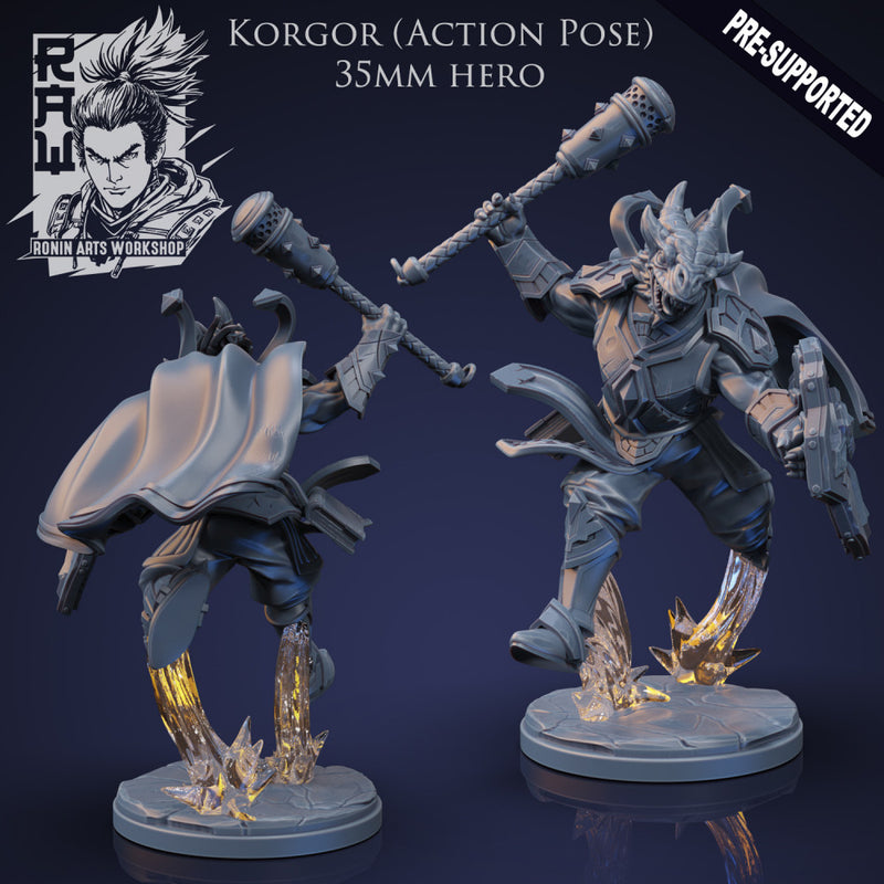 Korgor The Paladin - Idle and Action Pose - STL only - Only-Games
