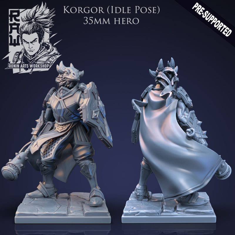 Korgor The Paladin - Idle and Action Pose - STL only - Only-Games