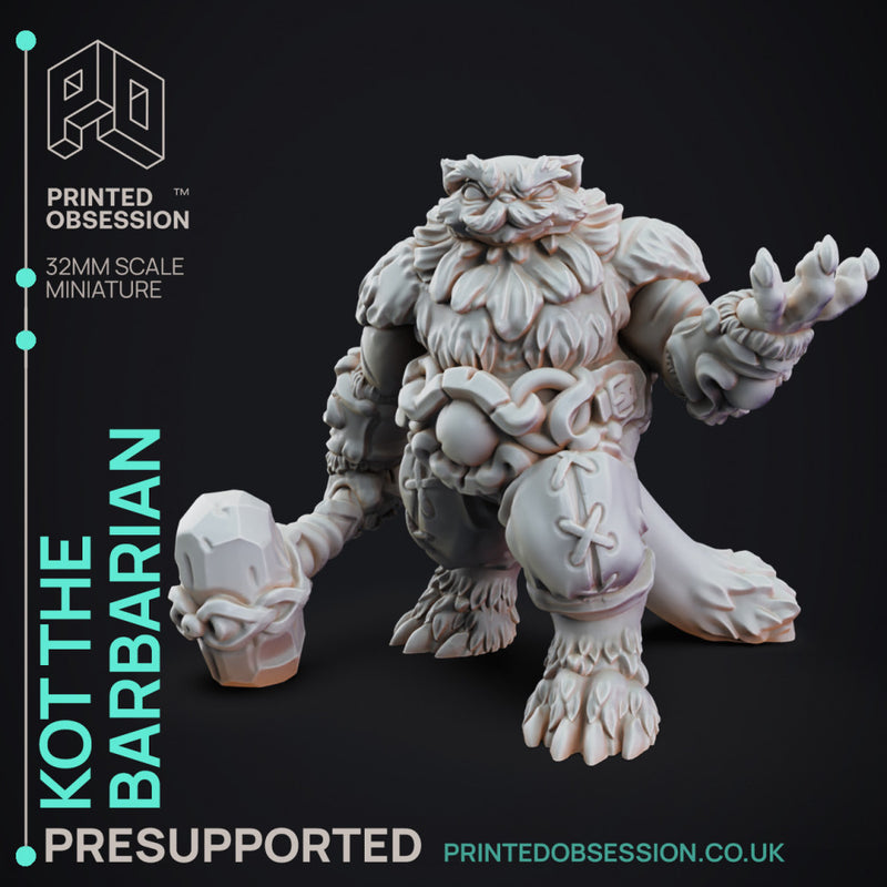 Tabaxi Barbarian - Tabaxi Caravan- PRESUPPORTED - 32mm scale
