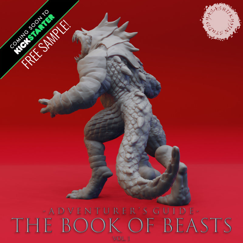 Lizardfolk War Chief - Book of Beasts KS Sample - Tabletop Miniature (Pre-Supported)