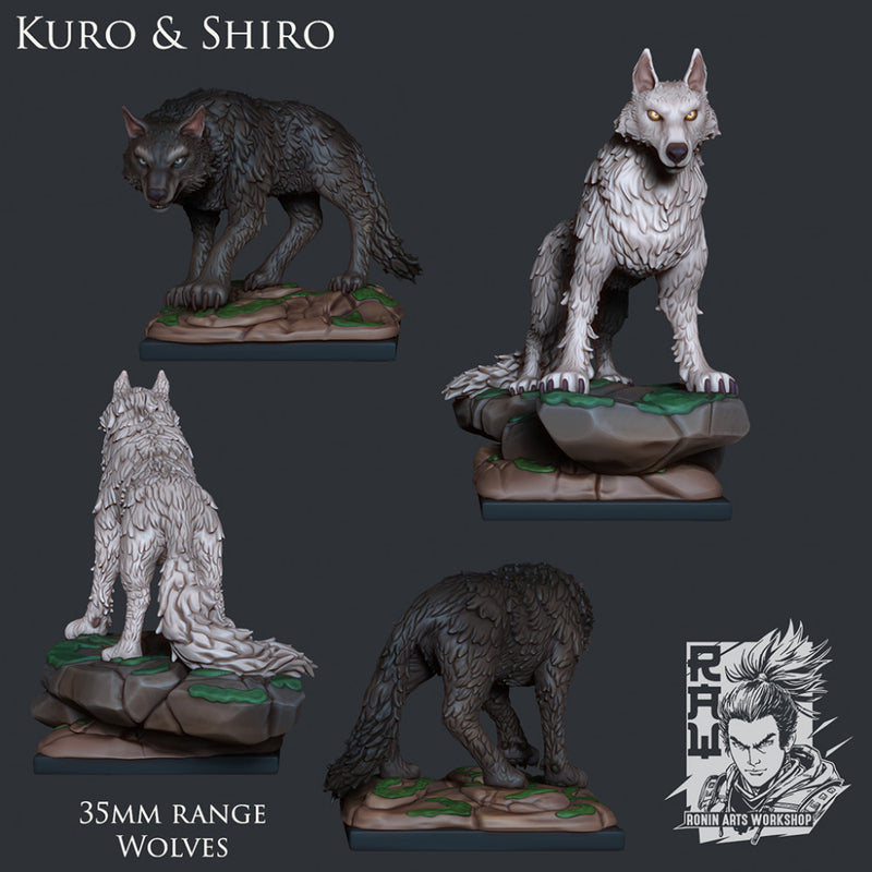 Kuro and Shiro - Wolves - STL only - Only-Games