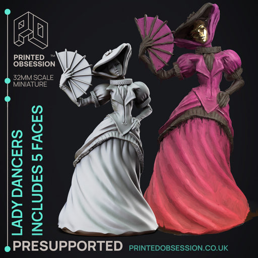 Masked Ball Female Dancer with 6 heads - Normal & Horror - PRESUPPORTED - 32mm scale - Only-Games