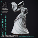 Masked Ball Female Dancer with 6 heads - Normal & Horror - PRESUPPORTED - 32mm scale