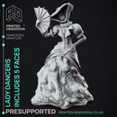 Masked Ball Female Dancer with 6 heads - Normal & Horror - PRESUPPORTED - 32mm scale