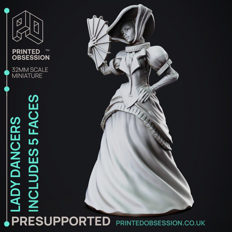 Masked Ball Female Dancer with 6 heads - Normal & Horror - PRESUPPORTED - 32mm scale