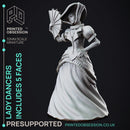 Masked Ball Female Dancer with 6 heads - Normal & Horror - PRESUPPORTED - 32mm scale