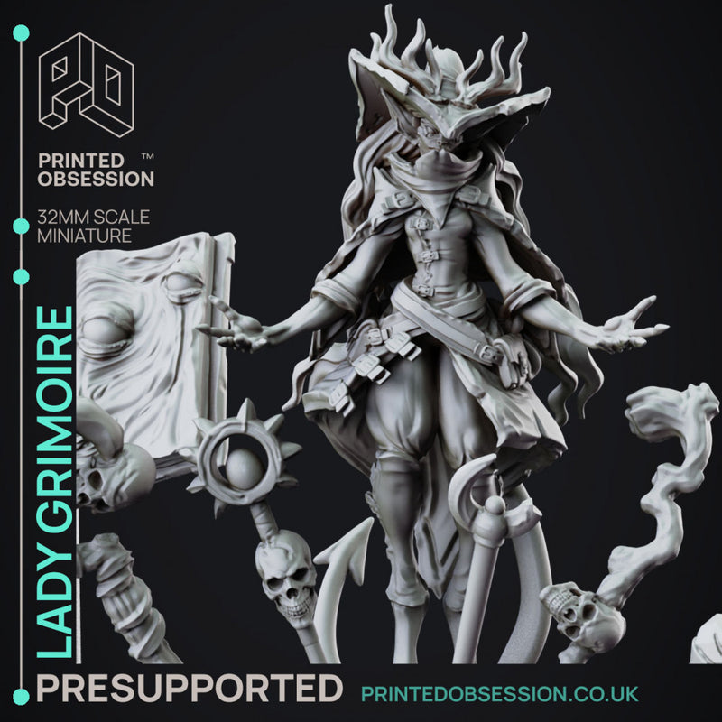Lady Grimoire - Teifling Arch Mage - PRESUPPORTED -  32mm scale - Foundling